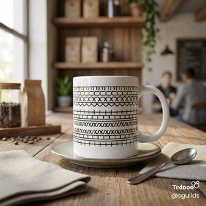 Patterned Black and White Mug